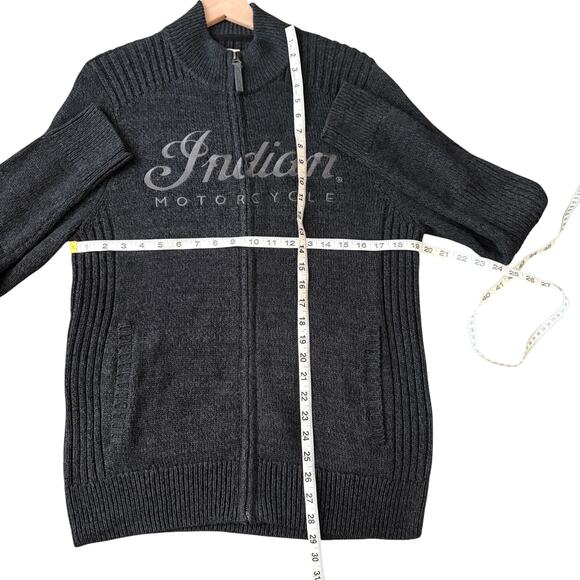 Indian Motorcycle Lucky Brand Full Zip Sweater Jacket Charcoal Gray  M GORPCORE - Picture 3 of 10